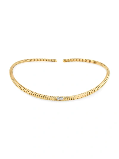 Shop Marina B Trisolina 18k Yellow Gold & Diamond Pavé Tubogas Collar Necklace