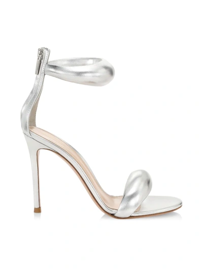 Shop Gianvito Rossi Women's Bijoux Ankle-strap Metallic Leather Stiletto Sandals In Silver
