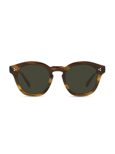 Shop Oliver Peoples Men's 48mm Round Sunglasses In Dark Brown