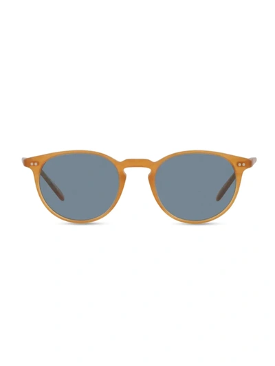 Shop Oliver Peoples Men's Riley 49mm Round Sunglasses In Amber