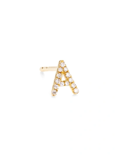 Shop Saks Fifth Avenue Women's 14k Yellow Gold & 0.03 Tcw Diamond Initial Stud Earring In Initial A