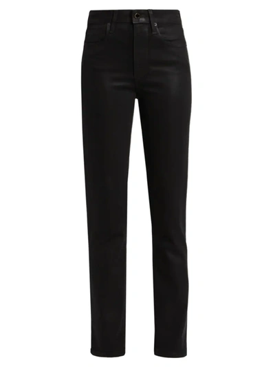 Shop Le Jean Women's Lara Stretch Slim-fit Anks In Black Coated