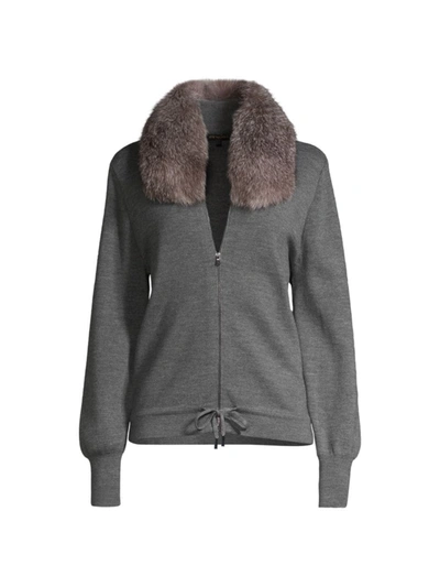 Shop Kobi Halperin Whitney Faux Fur Jacket In Grey Melange
