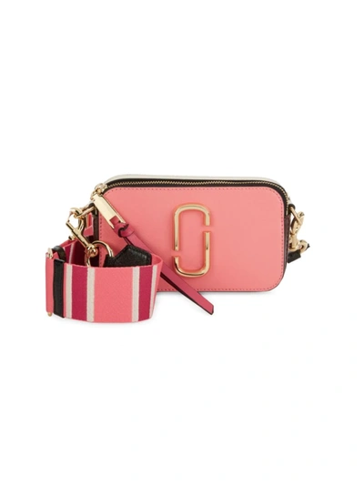 Shop Marc Jacobs The Snapshot Coated Leather Camera Bag In Coral