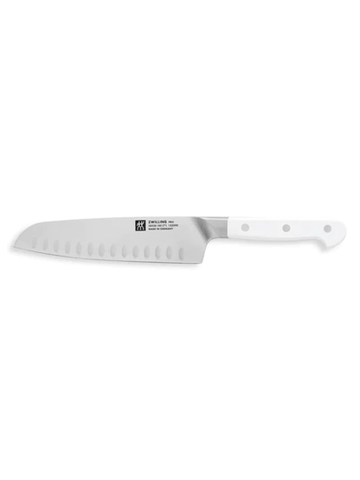 Shop Zwilling J.a. Henckels Pro Le Blanc 7-inch Slim Hollow Edge Santoku Knife In White