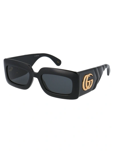 Shop Gucci Eyewear Sunglasses In 001 Black Black Grey