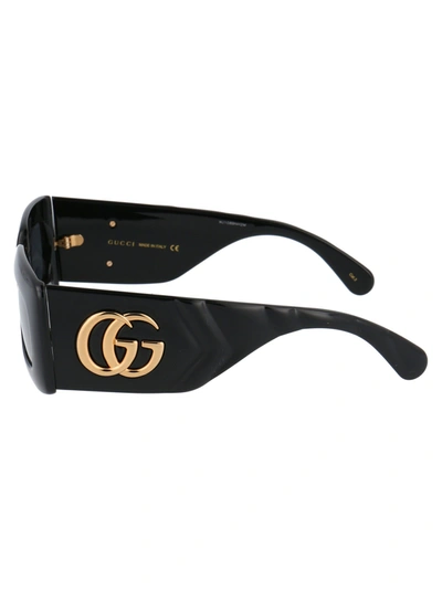 Shop Gucci Eyewear Sunglasses In 001 Black Black Grey