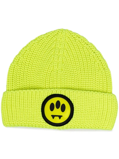 Shop Barrow Unisex Fluo Yellow Beanie With Logo In Giallo Fluo