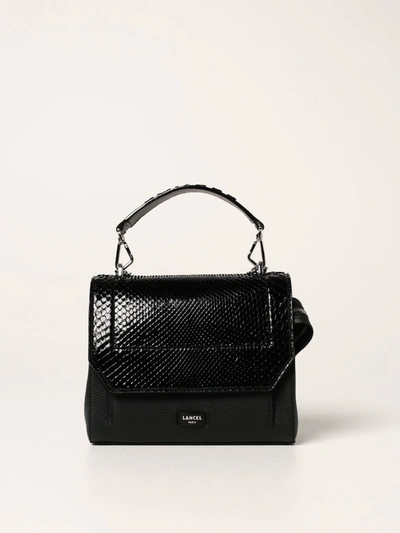 Shop Lancel Handbag Ninon  Bag In Grained Leather And Python In Black