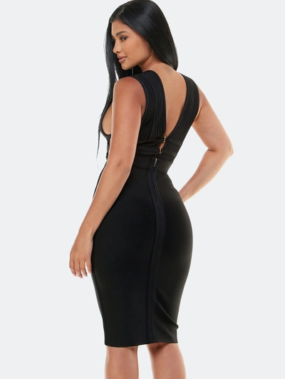 Shop Bebe Plunge Neck Bandage Dress In Black