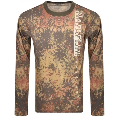 Napapijri S Carpino Long Sleeve T Shirt Khaki | ModeSens