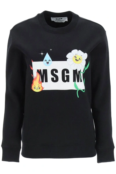 Shop Msgm Emoji Logo Sweatshirt In Black (black)