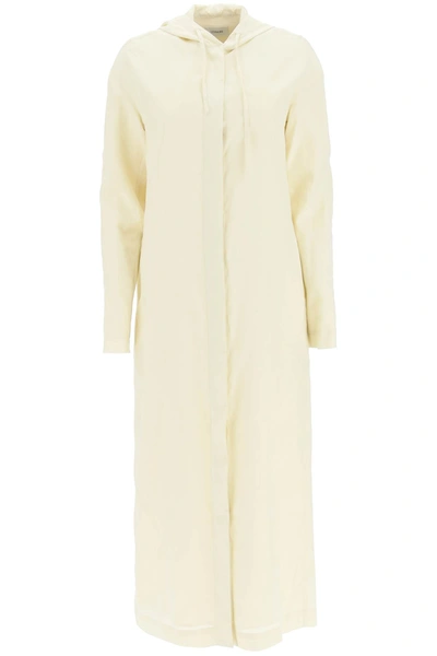 Shop Lemaire Long Hooded Dress In Almond Milk (white)