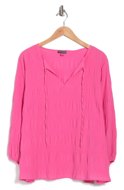 Shop Vince Camuto Smocked Blouse In Bright Hibiscus