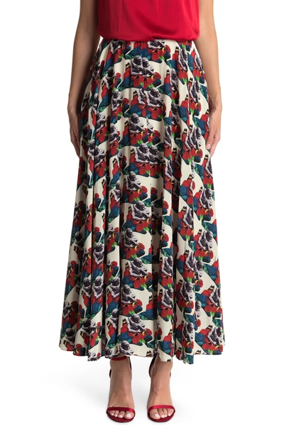 Shop Valentino Romance Sculpture Print Maxi Skirt In Avorio/ Multicolor