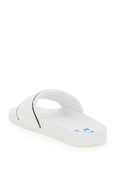 Off-white White Towel Material Slides With Striped Detailing In White