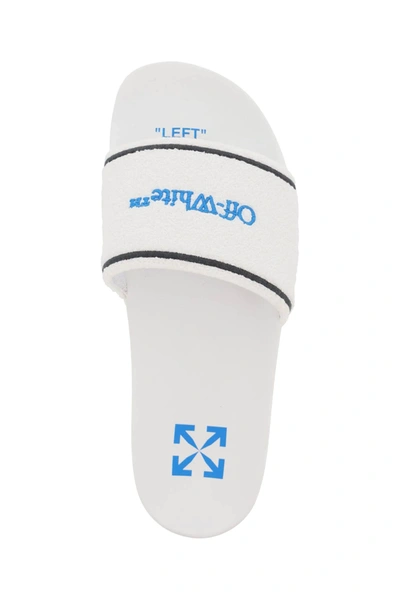 Off-white White Towel Material Slides With Striped Detailing In White