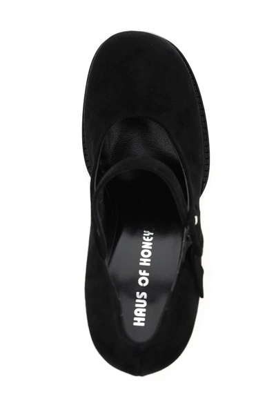 Shop Haus Of Honey Lust Bead Suede Leather Mary Jane Pumps In Black