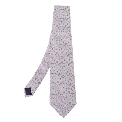 Pre-owned Versace White & Purple Jacquard Silk Tie