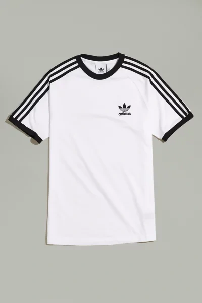 Shop Adidas Originals 3-stripe Tee In White