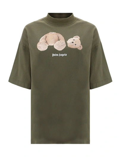 Shop Palm Angels Bear Print Oversized T In Green