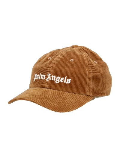 Shop Palm Angels Logo Embroidered Baseball Cap In Beige