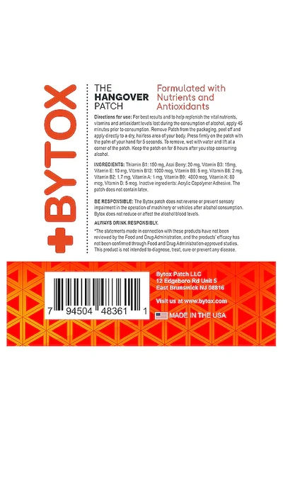 Bytox The Hangover Prevention Patch 7 Pack In N,a