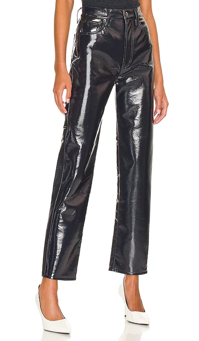 Agolde 90s Pinch Straight-leg High-rise Recycled-leather-blend Jeans In Black