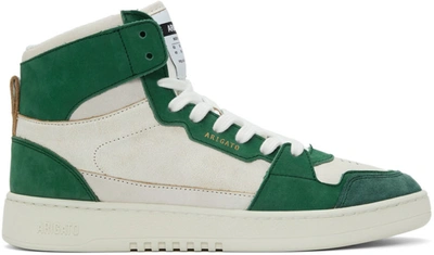 Shop Axel Arigato White & Green Dice Hi Sneakers In White/kale Green