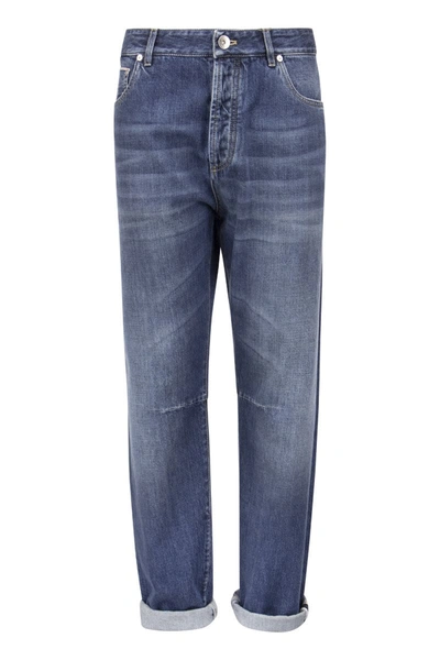 Shop Brunello Cucinelli Five-pocket Leisure Fit Denim Trousers In Denim Blue