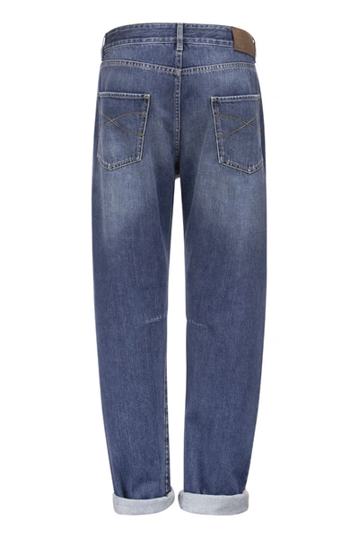 Shop Brunello Cucinelli Five-pocket Leisure Fit Denim Trousers In Denim Blue
