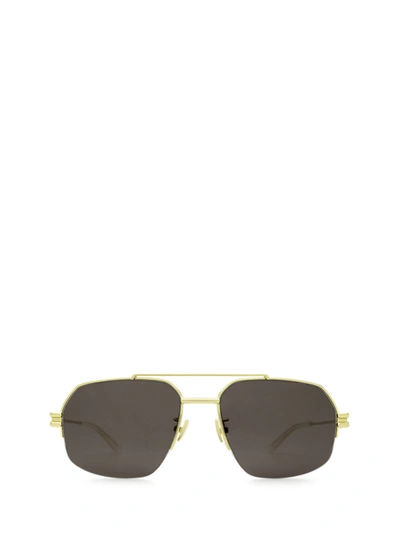 Shop Bottega Veneta Eyewear Aviator Frame Sunglasses In Gold