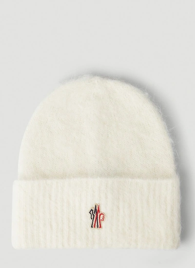 Shop Moncler Grenoble Logo Embroidered Beanie In White