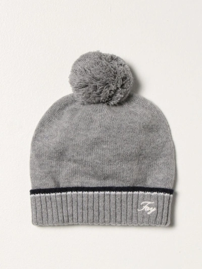 Shop Fay Beanie Hat With Logo In Grey