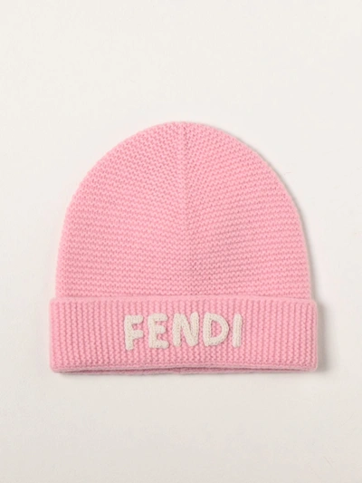 Shop Fendi Bobble Hat With Logo In Pink