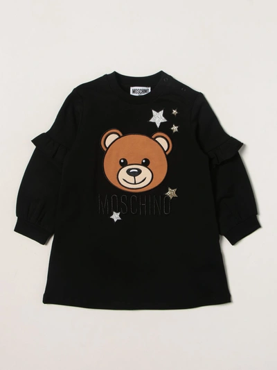 Shop Moschino Baby Dress With Teddy In Black