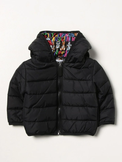 Shop Moschino Baby Jacket With Multicolor Logo In Black
