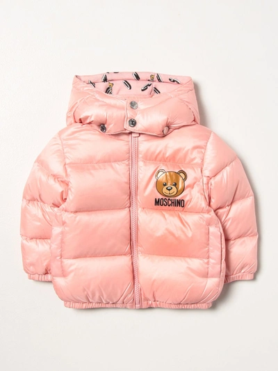 Shop Moschino Baby Jacket With Teddy In Pink