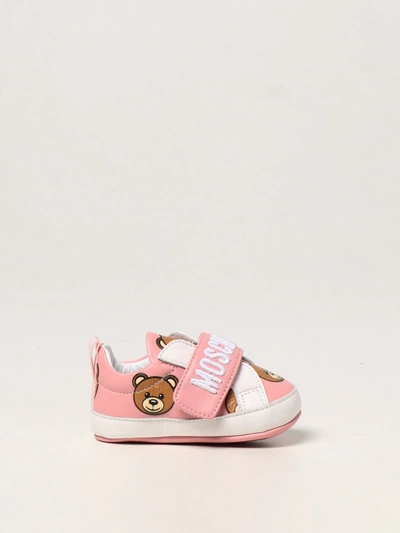 Shop Moschino Baby Leather Shoe With Teddy In Pink