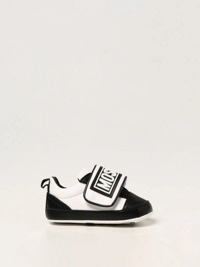 Shop Moschino Baby Sneakers In Leather In White