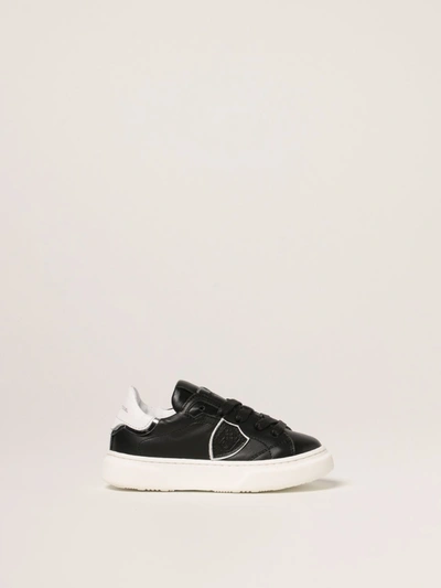 Shop Philippe Model Temple  Trainers In Leather In Black