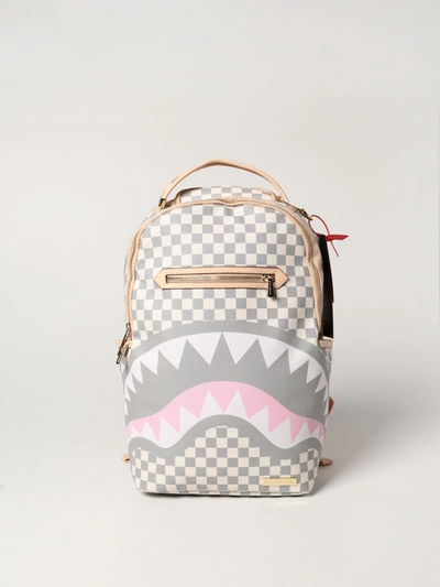 Sprayground Backpack In Vegan Leather With Shark Print In White