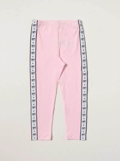 Shop Chiara Ferragni Leggings With Eyes Flirting Bands In Pink