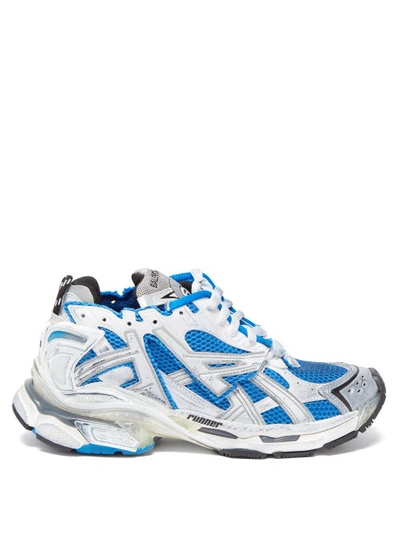 Balenciaga Women's Runner Distressed Mesh And Rubber Sneakers In Blue |  ModeSens