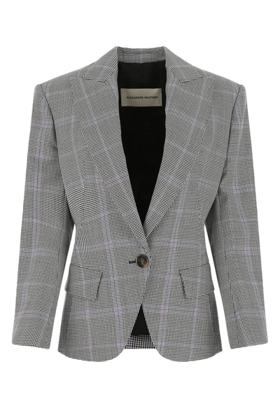 Shop Alexandre Vauthier Embroidered Wool Blend Blazer  Checked  Donna 34f