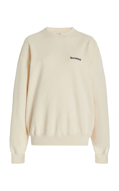 Shop Sporty And Rich Women's Classic Logo-embroidered Cotton Sweatshirt In Neutral,dark Green