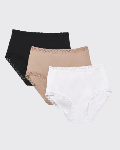 Shop Natori Three-pack Bliss Full-coverage Underwear Briefs In Caf?