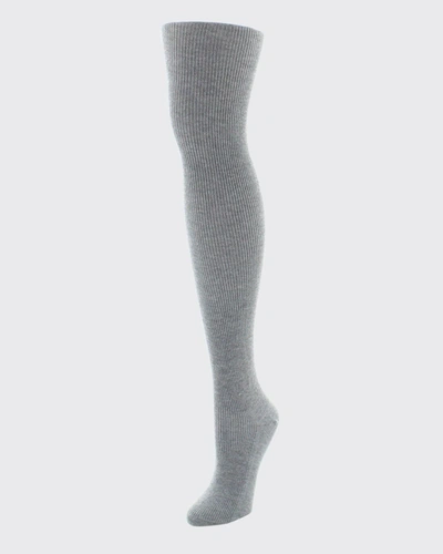 Shop Natori Regent Rib-knit Sweater Tights In Medium Gray