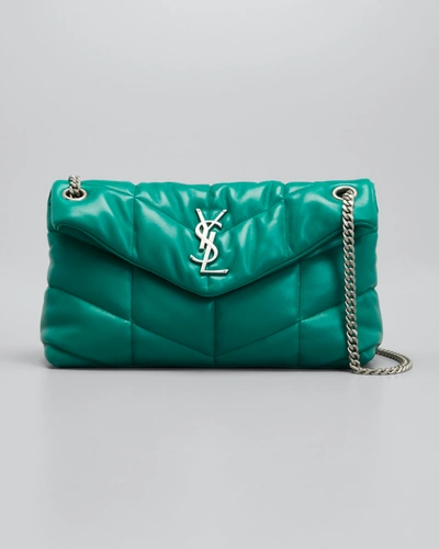 Shop Saint Laurent Lou Lou Puffer Shoulder Bag In New Vert Fonce