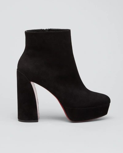 Shop Christian Louboutin Movida Suede 130mm Red Sole Booties In Bk01 Black